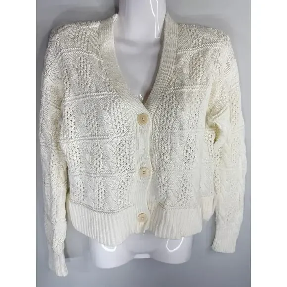 Madewell Open Cable Stitch Cardigan Sweater XS NWT Cottage Core Grandma Core - Picture 3 of 12